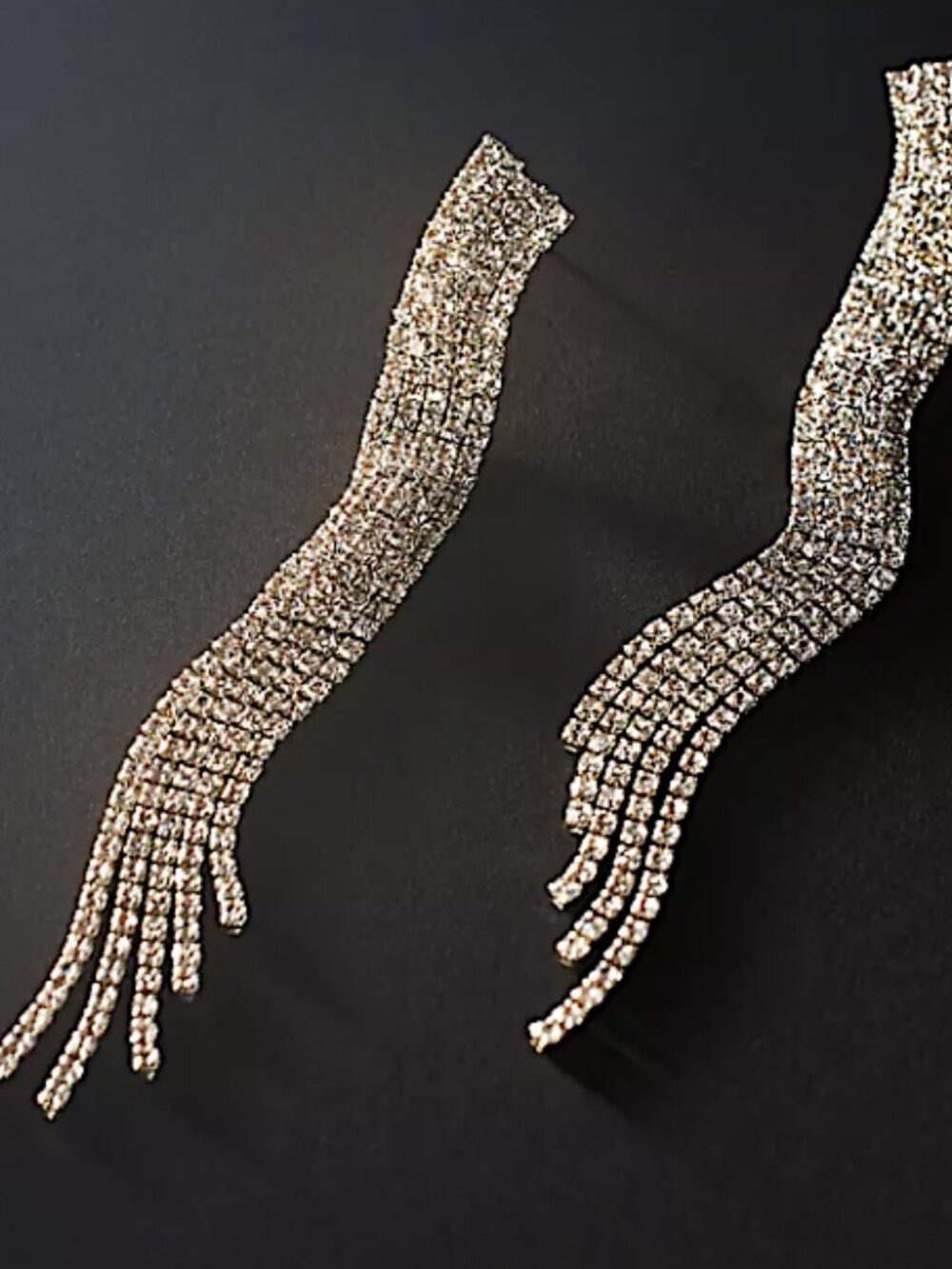 New Anthropologie Shashi Crystal Chandelier Long Rhinestone Fringe Earrings